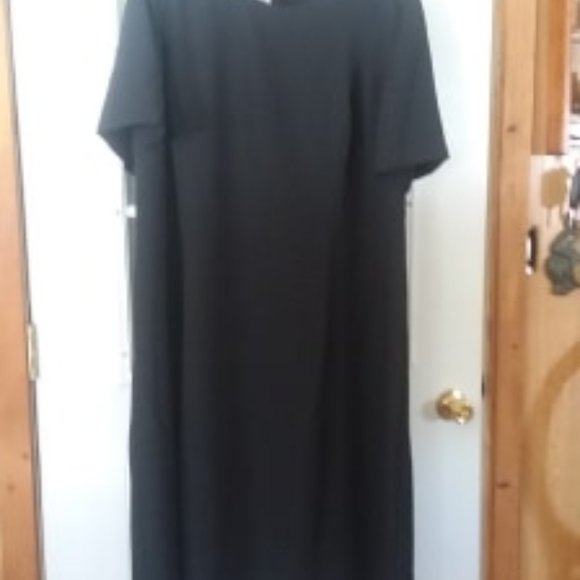 Sz 30W Plus Main St. Classics Black SS Poly Dress - Picture 3 of 8